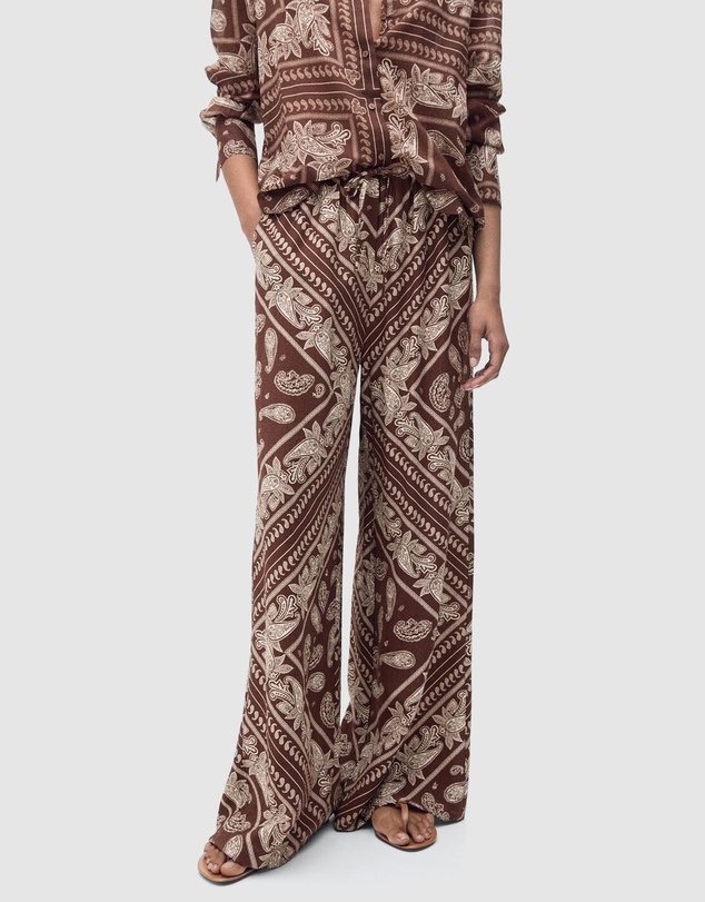 M.N.G - Julia Wideleg Paisley Trousers