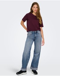 ONLY - Ella Wide Leg Fold Up Jeans