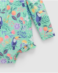 Purebaby - Printed Frilly Long Sleeve Swimsuit- Kids-Babies