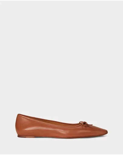 Polo Ralph Lauren - Pointed Leather Ballet Flats - Women's