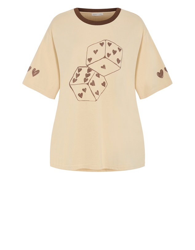 City Chic - Plus size Roll The Dice Oversized Tee - butter