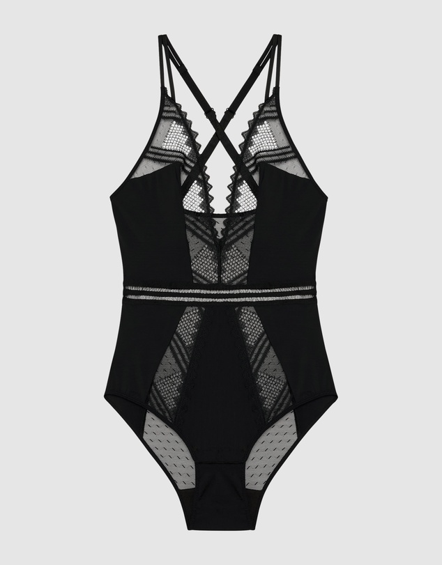 Passionata - Rodeo Plunge Opaque & Lace Lingerie Bodysuit