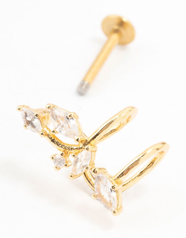 Lovisa - Gold Plated Surgical Steel Marquise Round Flat Back