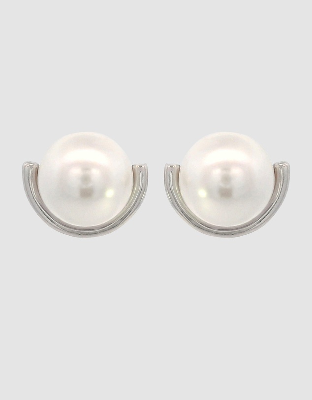 Georgini - Georgini Adagio Crescent Nine-2-Five Pearl Crescent Earrings Silver