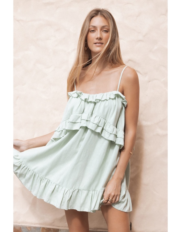 Petal & Pup - Angie Ruffle Mini Dress - Jade