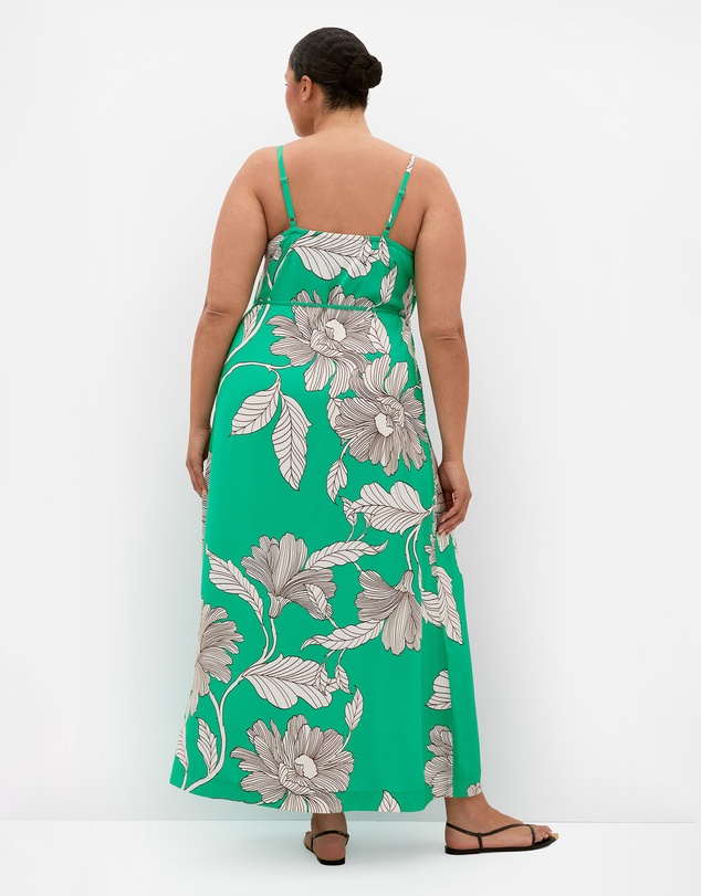 City Chic - Plus size Millie Print Maxi Dress - greenstone