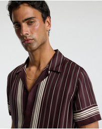 Calibre - Stripe Scarf Print Short Sleeve Shirt Oxblood