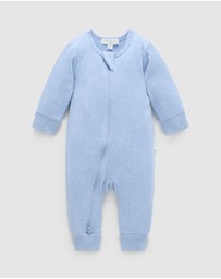 Purebaby - Ribbed Zip Growsuit -Kids-Babies