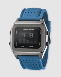 Maxum - Raglan Tide Watch – Gunmetal Case, Black Dial & Blue Silicone Strap