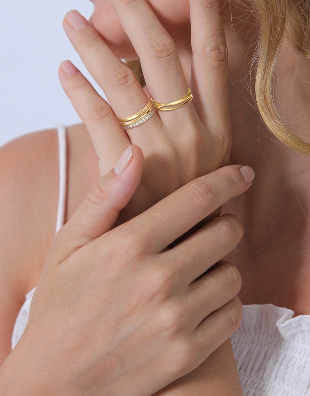 Elli Jewelry - Ultimate Crystal Ring Set in Gold-Plated 925 Silver