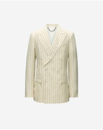 Calibre - Striped Double-Breasted Suit Jacket Bone
