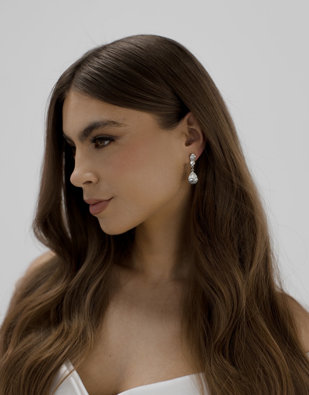 The White Collection - Bianca - Elegant Silver Bridal Drop Earrings