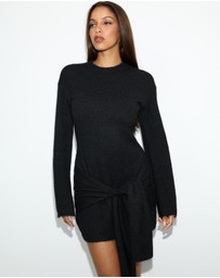 Dazie - Candice Waist Tie Knit Dress
