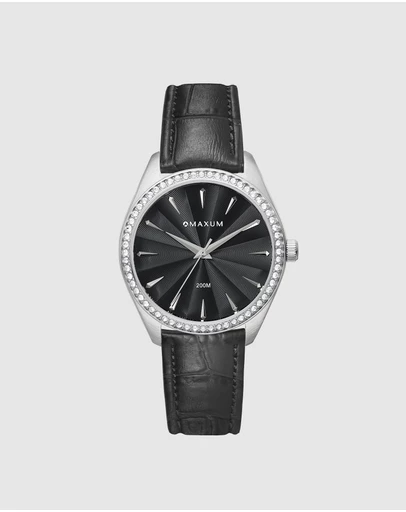 Maxum - Sydney - Black Dial, Silver Tone Case & Black Leather Band