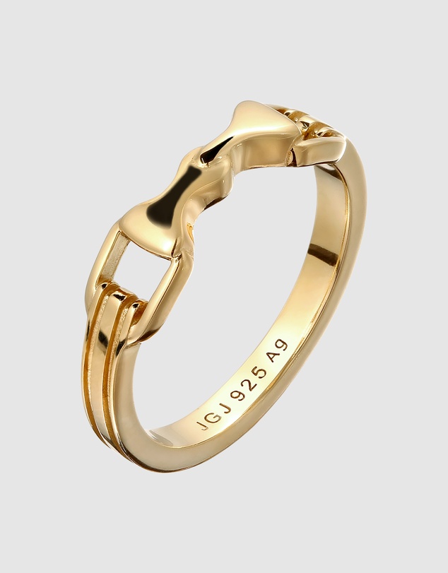 Elli Jewelry - Ring Stirrup Horse Collection 925 Sterling Silver Gold-Plated