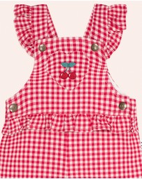 Huxbaby - Cherry Check Frill Overalls - ICONIC EXCLUSIVE
