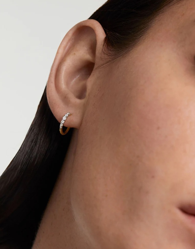 PDPAOLA - Diamonds and Gold Estella Mini Hoop Earrings