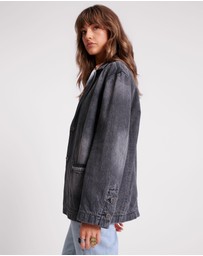 ONE TEASPOON - Worn Black Denim Boyfriend Blazer