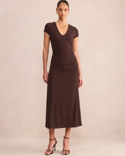 Forever New - Alexandra V-Neck Mesh Midi Dress