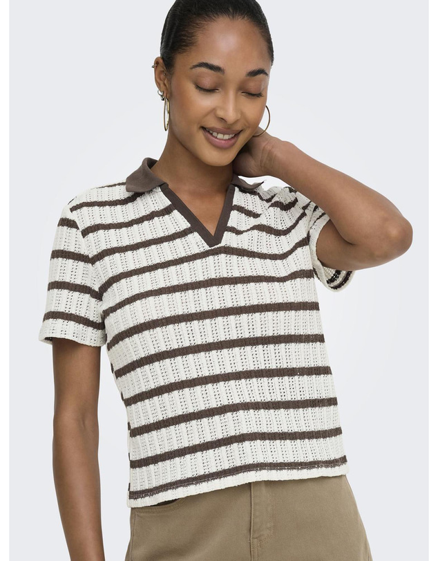 ONLY - Halia Striped Collared Top