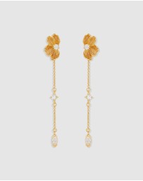 By Charlotte - Serene Lotus Chain Earrings