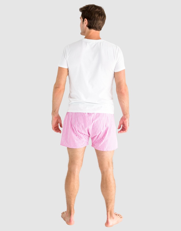 Sant And Abel - Men's Hepburn Gingham Pink Boxer Shorts