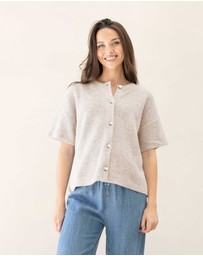 Angel Maternity - Adele Short Sleeve Maternity Knit Cardigan - Apricot