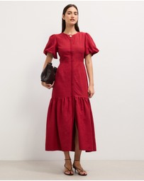The Fated - Maren Puff Sleeve Midi Dress