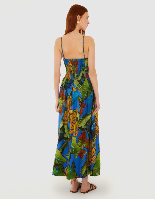 Farm Rio - Banana Grapes Blue Sleeveless Maxi Dress