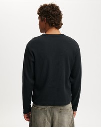 Cotton On - Cropped Fit Textured Long Sleeve T-Shirt