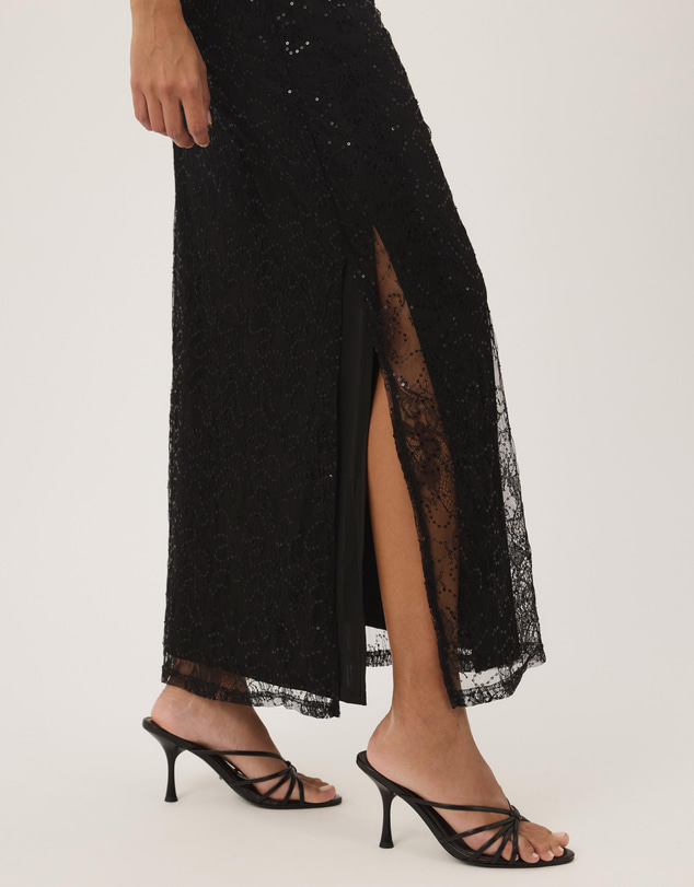 Atmos&Here - Dana Sequin Lace Maxi Dress With Satin Slip