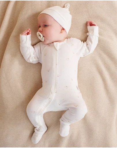 Purebaby - Zip Growsuit & Hat Set-Babies