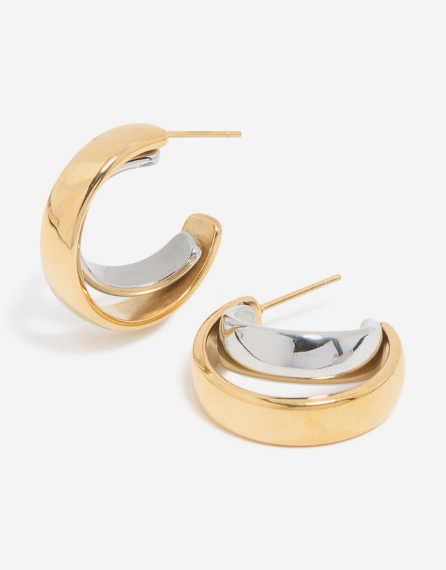 Lovisa - Waterproof Mixed Metal Plated Stainless Steel Smooth Circle Open Hoop Earrings