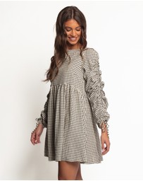 Petal & Pup - Micaela Long Sleeve Mini Dress - Black Gingham
