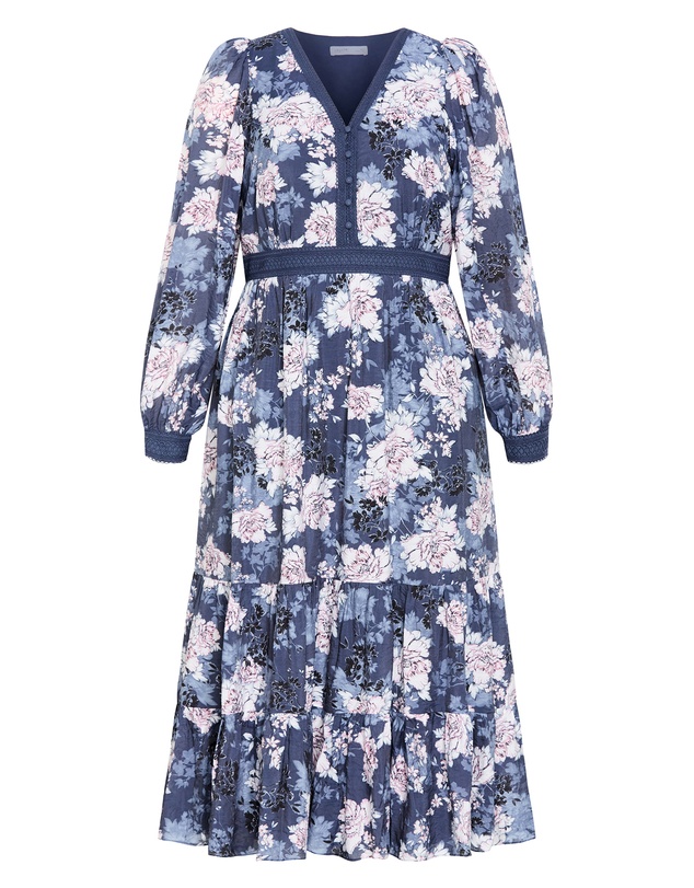 City Chic - Silver Blossom Maxi Dress