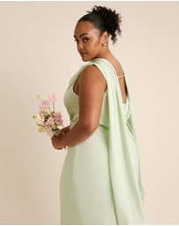 Six Stories - Plunge Cowl Front Chiffon Bridesmaid Dress with Neck Scarf