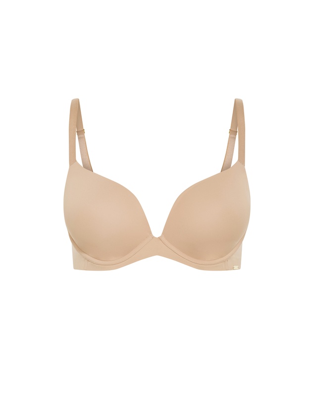 City Chic - Plus size Luxe Microfibre Plunge T-Shirt Bra - cafe