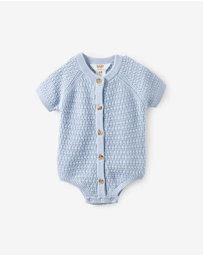 Cotton On Kids - Baby Organic Raglan Knit Bubbysuit