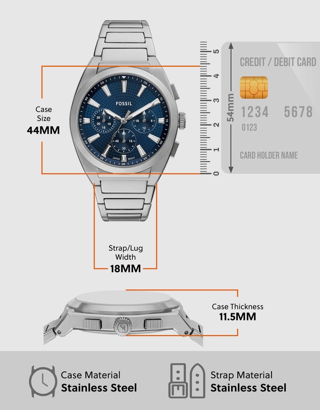 Fossil - Everett Silver Tone Chronograph Watch