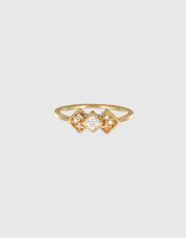 Elli Jewelry - Vintage Zirconia Ring in Gold-Plated 925 Silver
