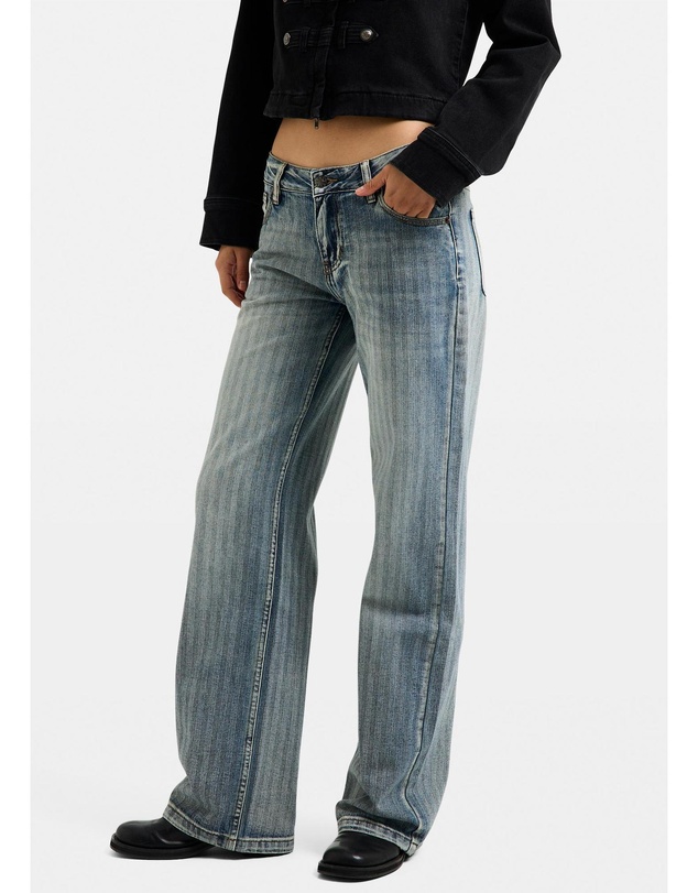 Neon Hart - Pelly Pinstripe Low Denim Jeans