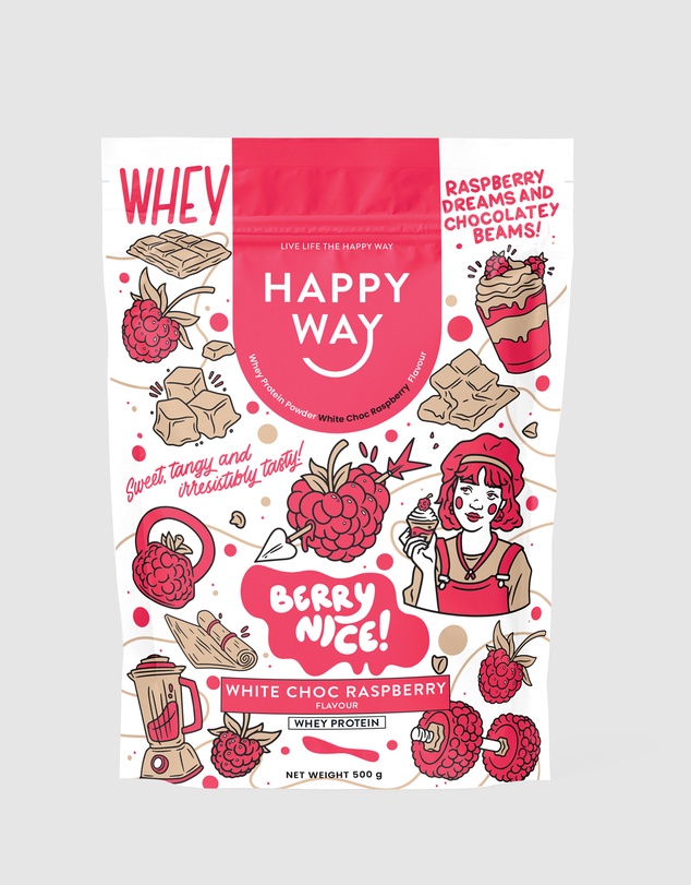 Happy Way - White Chocolate Raspberry Whey Protein Powder