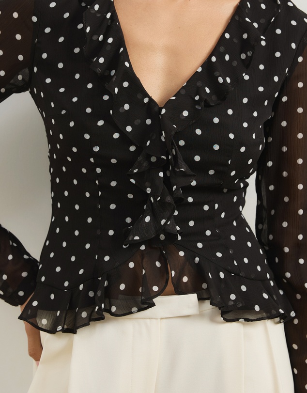 Atmos&Here - Quinn Ruffle Polka Dot Blouse