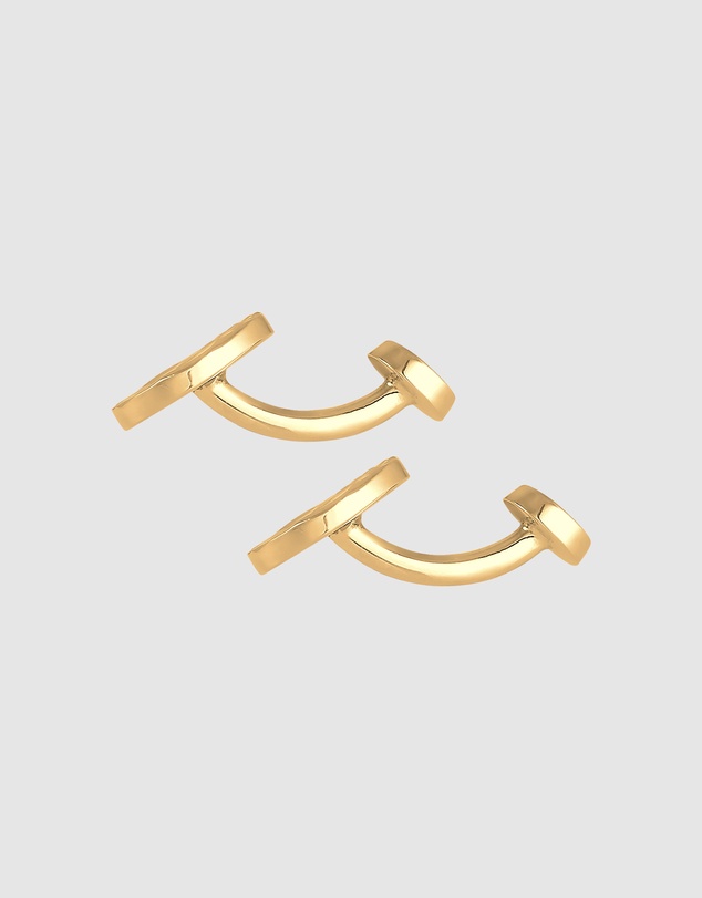 Kuzzoi - ICONIC EXCLUSIVE - Hammered Round Cufflinks in Gold-Plated 925 Silver