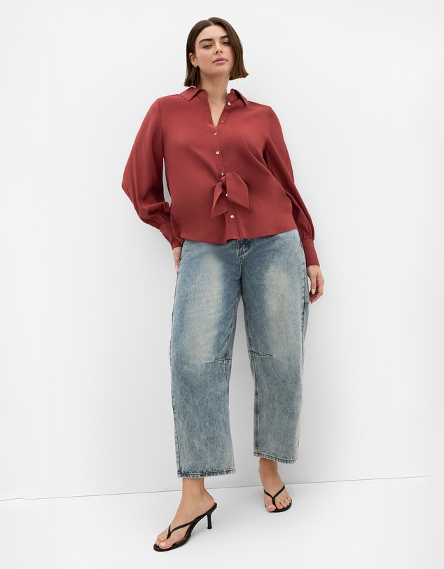 City Chic - Isabella Long Sleeve Tie Front Shirt