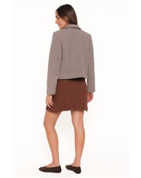 Petal & Pup - Harvie Crop Trucker Jacket - Brown Houndstooth