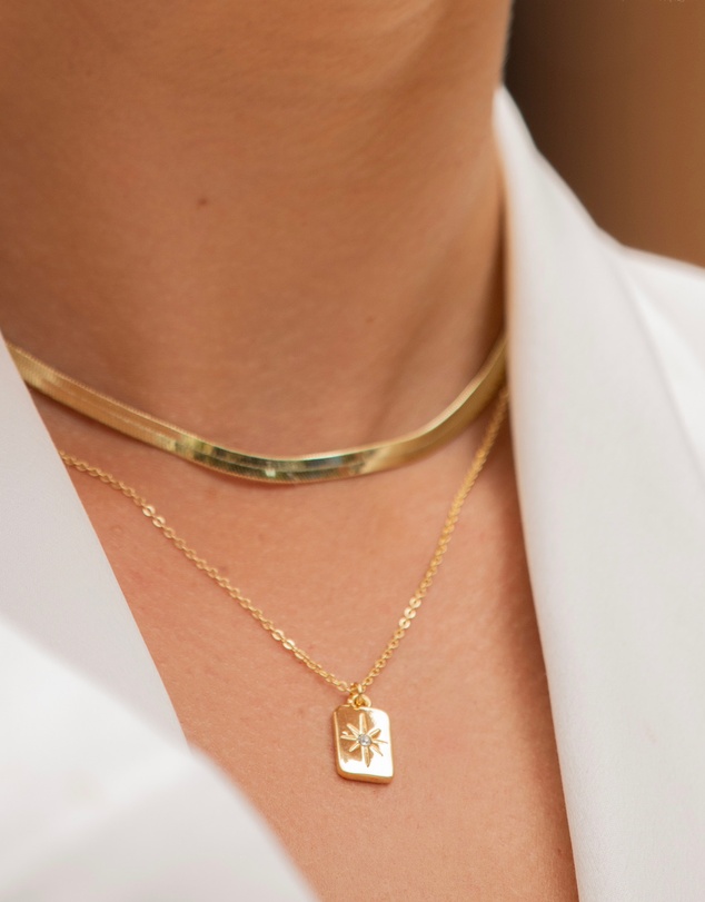 Mestige - True North Bar Necklace - 18K Gold Plated
