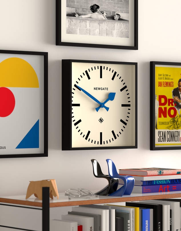 Newgate - Newgate Number Five Wall Clock Black Blue Hands