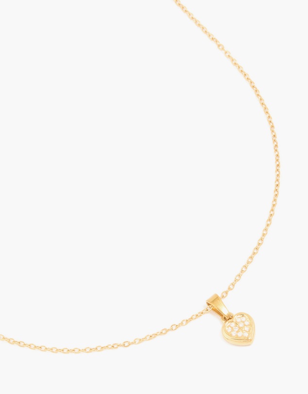 Lovisa - Waterproof Gold Plated Stainless Steel Diamante Mini Pave Heart Earrings