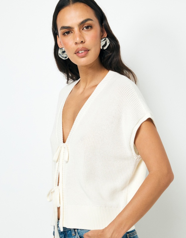 AERE - Ava Organic Cotton Tie Front Top